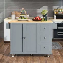 Dusty Blue Kitchen Island with Solid Wood Top and Locking Wheels by Whatseaso 23 Dusty Blue Kitchen Island with Solid Wood Top and Locking Wheels by Whatseaso -BENCH Online Store dusty blue whatseaso kitchen islands lnn k110501818 4f 1000