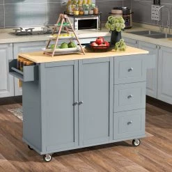 Dusty Blue Kitchen Island with Solid Wood Top and Locking Wheels by Whatseaso 22 Dusty Blue Kitchen Island with Solid Wood Top and Locking Wheels by Whatseaso -BENCH Online Store dusty blue whatseaso kitchen islands lnn k110501818 c3 1000