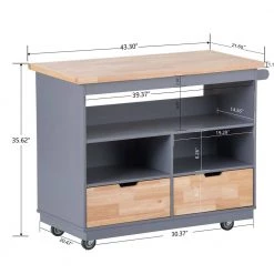 46 in. Dusty Blue New Design Kitchen Island with 2-Drawers and Tableware Cabinet by Whatseaso -BENCH Online Store dusty blue whatseaso kitchen islands lnn k110501894 fa 1000