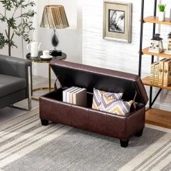 Medora Espresso Faux Leather Lift-Top Storage Ottoman Bench by WESTIN OUTDOOR -BENCH Online Store espresso westin outdoor ottomans ia101 ex 31 1000