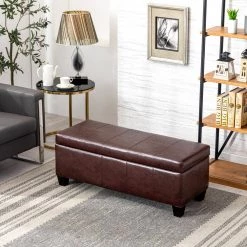 Medora Espresso Faux Leather Lift-Top Storage Ottoman Bench by WESTIN OUTDOOR -BENCH Online Store espresso westin outdoor ottomans ia101 ex 40 1000