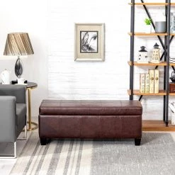 Medora Espresso Faux Leather Lift-Top Storage Ottoman Bench by WESTIN OUTDOOR -BENCH Online Store espresso westin outdoor ottomans ia101 ex c3 1000