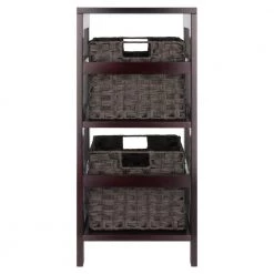 Leo 29 in. Espresso 2-Tier Shelf Storage Bookcase with Baskets by Winsome Wood -BENCH Online Store espresso winsome wood bookcases bookshelves 92309 4f 1000