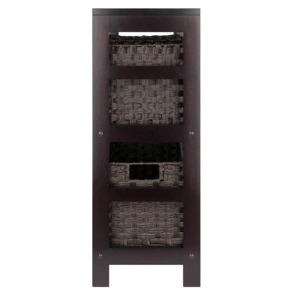 Leo 29 in. Espresso 2-Tier Shelf Storage Bookcase with Baskets by Winsome Wood 4 Leo 29 in. Espresso 2-Tier Shelf Storage Bookcase with Baskets by Winsome Wood - Image 2