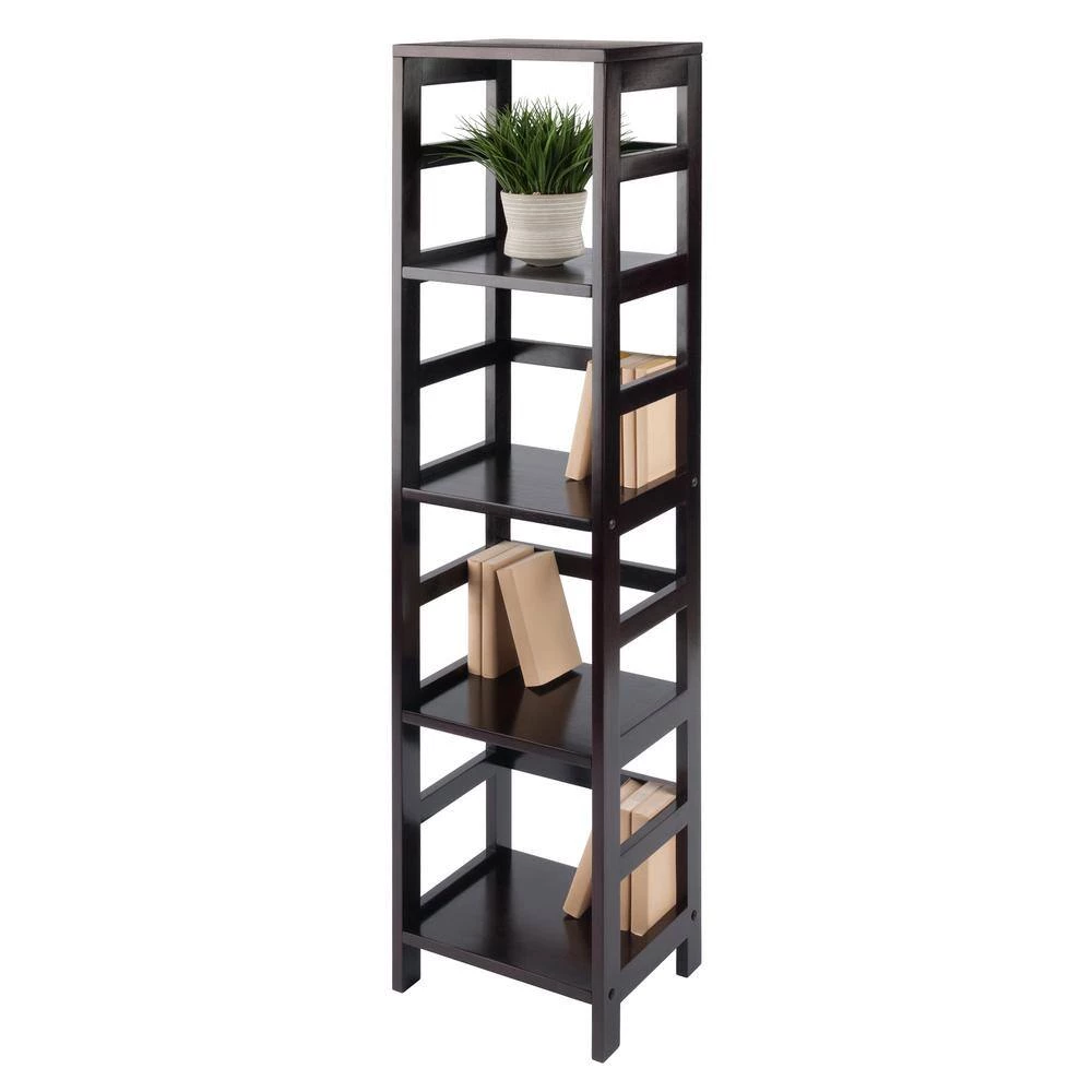 Leo 4-Tier 54 in. H Espresso Finish Vertical Bookcase by Winsome Wood 7 Leo 4-Tier 54 in. H Espresso Finish Vertical Bookcase by Winsome Wood - Image 5