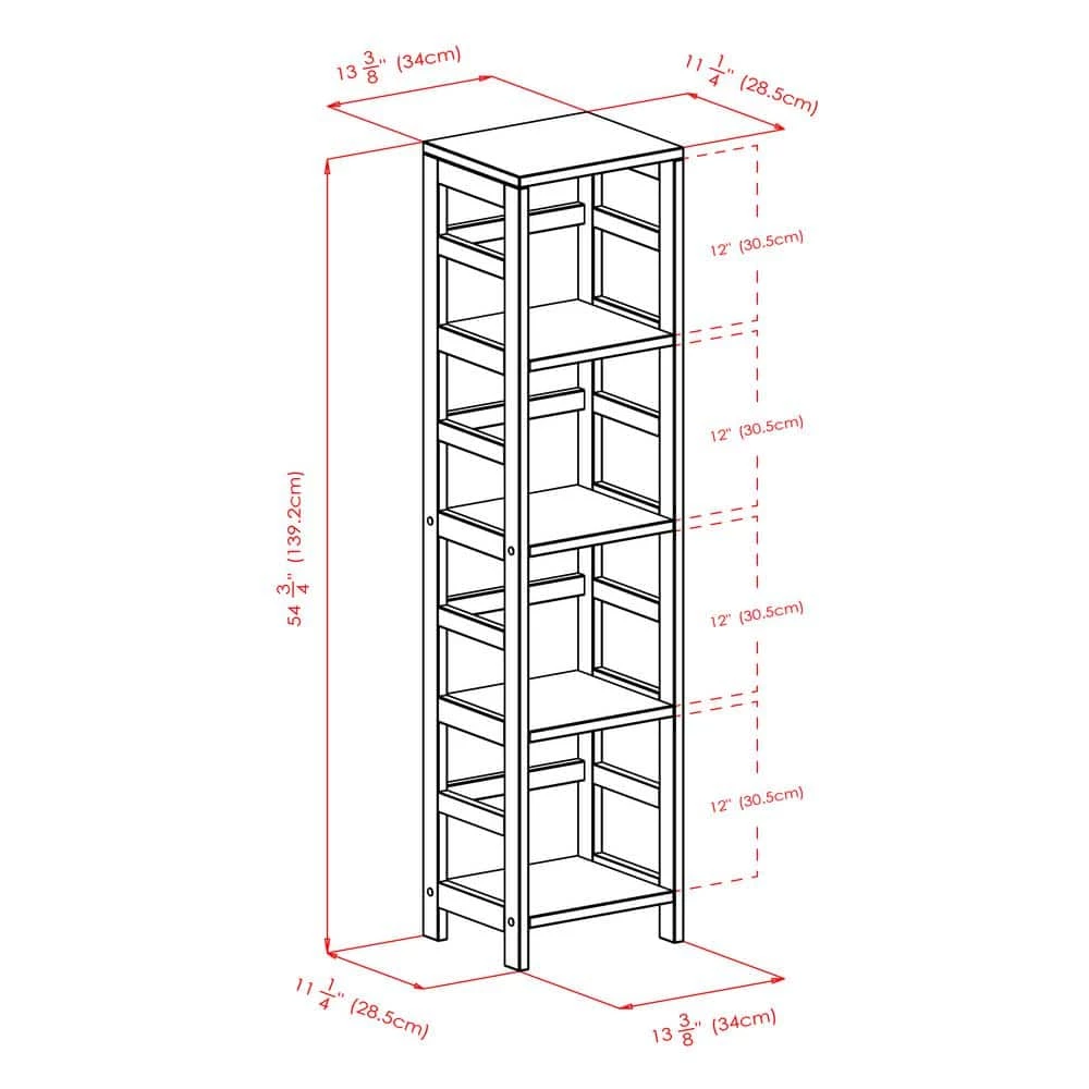 Leo 4-Tier 54 in. H Espresso Finish Vertical Bookcase by Winsome Wood 8 Leo 4-Tier 54 in. H Espresso Finish Vertical Bookcase by Winsome Wood - Image 6