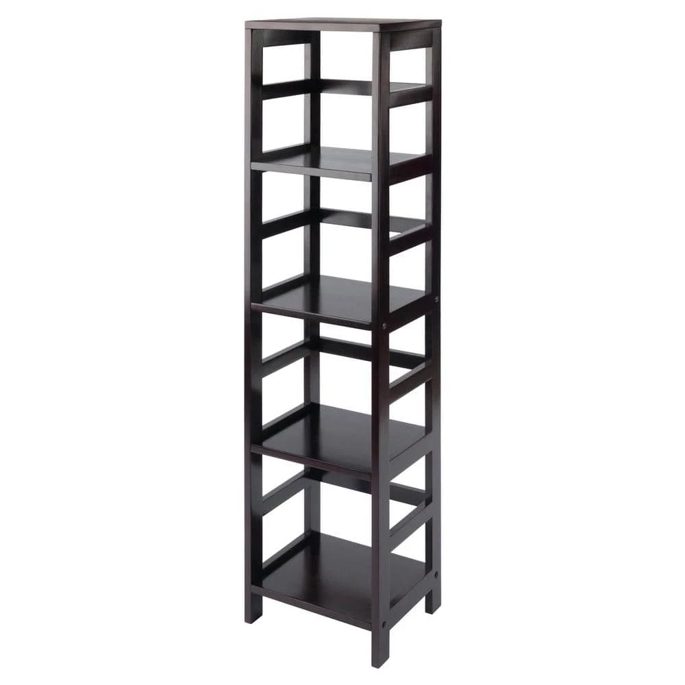 Leo 4-Tier 54 in. H Espresso Finish Vertical Bookcase by Winsome Wood 3 Leo 4-Tier 54 in. H Espresso Finish Vertical Bookcase by Winsome Wood