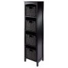 Terrace 56 in. Walnut 5-Tier Shelf Storage Bookcase with Baskets by Winsome Wood