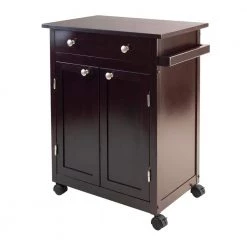 Savannah Espresso Kitchen Cart with Storage by Winsome Wood