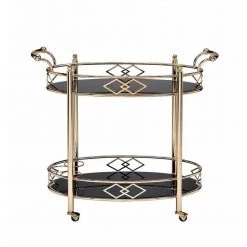 Ottesen Serving Cart, Gold & Black Glass by Whatseaso
