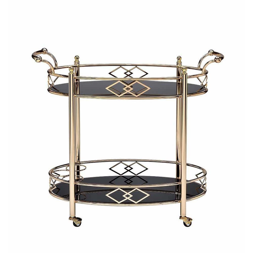 Ottesen Serving Cart, Gold & Black Glass by Whatseaso 3 Ottesen Serving Cart, Gold & Black Glass by Whatseaso
