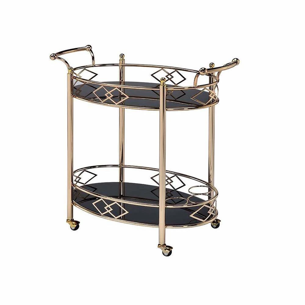 Ottesen Serving Cart, Gold & Black Glass by Whatseaso 4 Ottesen Serving Cart, Gold & Black Glass by Whatseaso - Image 2