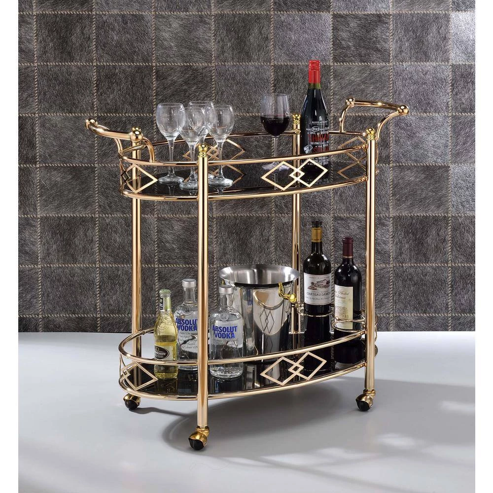 Ottesen Serving Cart, Gold & Black Glass by Whatseaso 8 Ottesen Serving Cart, Gold & Black Glass by Whatseaso - Image 6