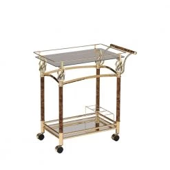 Helmut Serving Cart, Gold Plated & Clear Glass by Whatseaso