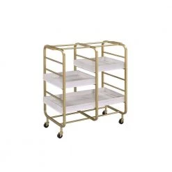 Vorrik Serving Cart, Gold & White-Washed by Whatseaso