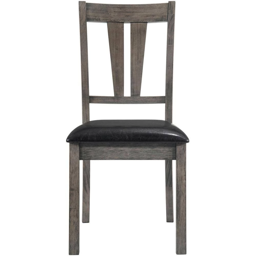 Bramble Hill 6-Piece Weather Gray Dining Set with Expandable Table plus 4-Faux-Leather Side Chairs and Bench by Hanover 7 Bramble Hill 6-Piece Weather Gray Dining Set with Expandable Table plus 4-Faux-Leather Side Chairs and Bench by Hanover - Image 5