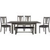 Bramble Hill 6-Piece Weather Gray Dining Set with Expandable Table plus 4-Faux-Leather Side Chairs and Bench by Hanover 2 Bramble Hill 6-Piece Weather Gray Dining Set with Expandable Table plus 4-Faux-Leather Side Chairs and Bench by Hanover -BENCH Online Store gray hanover dining room sets hdr006 6pu wg 64 1000