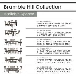 Bramble Hill 6-Piece Weather Gray Dining Set with Expandable Table plus 4-Faux-Leather Side Chairs and Bench by Hanover 19 Bramble Hill 6-Piece Weather Gray Dining Set with Expandable Table plus 4-Faux-Leather Side Chairs and Bench by Hanover -BENCH Online Store gray hanover dining room sets hdr006 6pu wg a0 1000