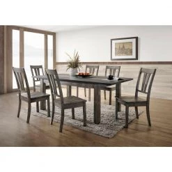 Bramble Hill 7-Piece Weathered Gray Dining Set with Expandable Table and 6-Wood-Seat Side Chairs by Hanover -BENCH Online Store gray hanover dining room sets hdr006 7wd wg 31 1000