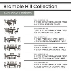 Bramble Hill 7-Piece Weathered Gray Dining Set with Expandable Table and 6-Wood-Seat Side Chairs by Hanover -BENCH Online Store gray hanover dining room sets hdr006 7wd wg a0 1000