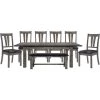 Bramble Hill 8-Piece Weathered Wood Gray Dining Set with Expandable Table 6-Faux-Leather Side Chairs and Bench by Hanover -BENCH Online Store gray hanover dining room sets hdr006 8pu wg 64 1000