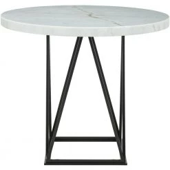 Bergen 5-Piece Gray Dining Set with Round Counter-Height Table and 4-Tufted Chairs by Hanover -BENCH Online Store gray hanover dining room sets hdr007 5pc wh fa 1000