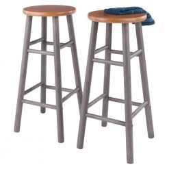 Huxton Gray and Teak 29 in. H Bar Stool Set (2-Pieces) by Winsome Wood -BENCH Online Store gray teak winsome wood bar stools 36630 1f 1000