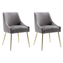 Trinity Gray Upholstered Velvet Accent Chair with Metal Legs (Set Of 2) by WESTIN OUTDOOR