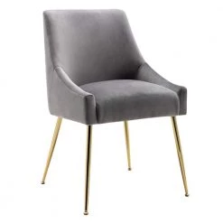 Trinity Gray Upholstered Velvet Accent Chair With Metal Legs by WESTIN OUTDOOR