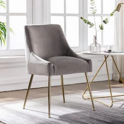 Trinity Gray Upholstered Velvet Accent Chair With Metal Legs by WESTIN OUTDOOR -BENCH Online Store gray westin outdoor accent chairs ia4002 gy c3 1000