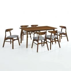 Nereida 7-Piece Rectangular Solid Wood Top Gray Table Set by WESTIN OUTDOOR -BENCH Online Store gray westin outdoor dining room sets id101 7pc gy c3 1000