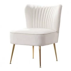 Trinity 22 in. Ivory Velvet Channel Tufted Accent Side Chair by WESTIN OUTDOOR -BENCH Online Store ivory westin outdoor accent chairs ia4001 22 iv 76 1000