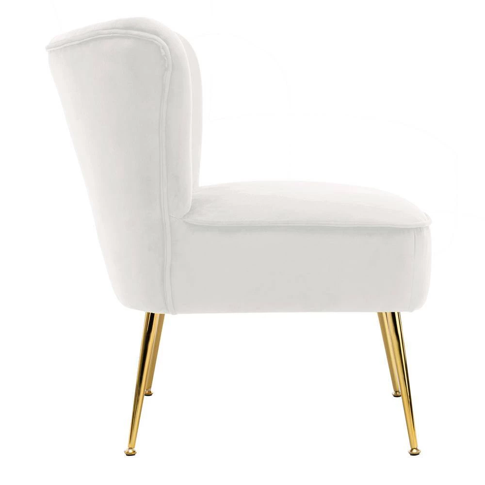 Trinity 25 in. Ivory Velvet Channel Tufted Accent Chair by WESTIN OUTDOOR 7 Trinity 25 in. Ivory Velvet Channel Tufted Accent Chair by WESTIN OUTDOOR - Image 6
