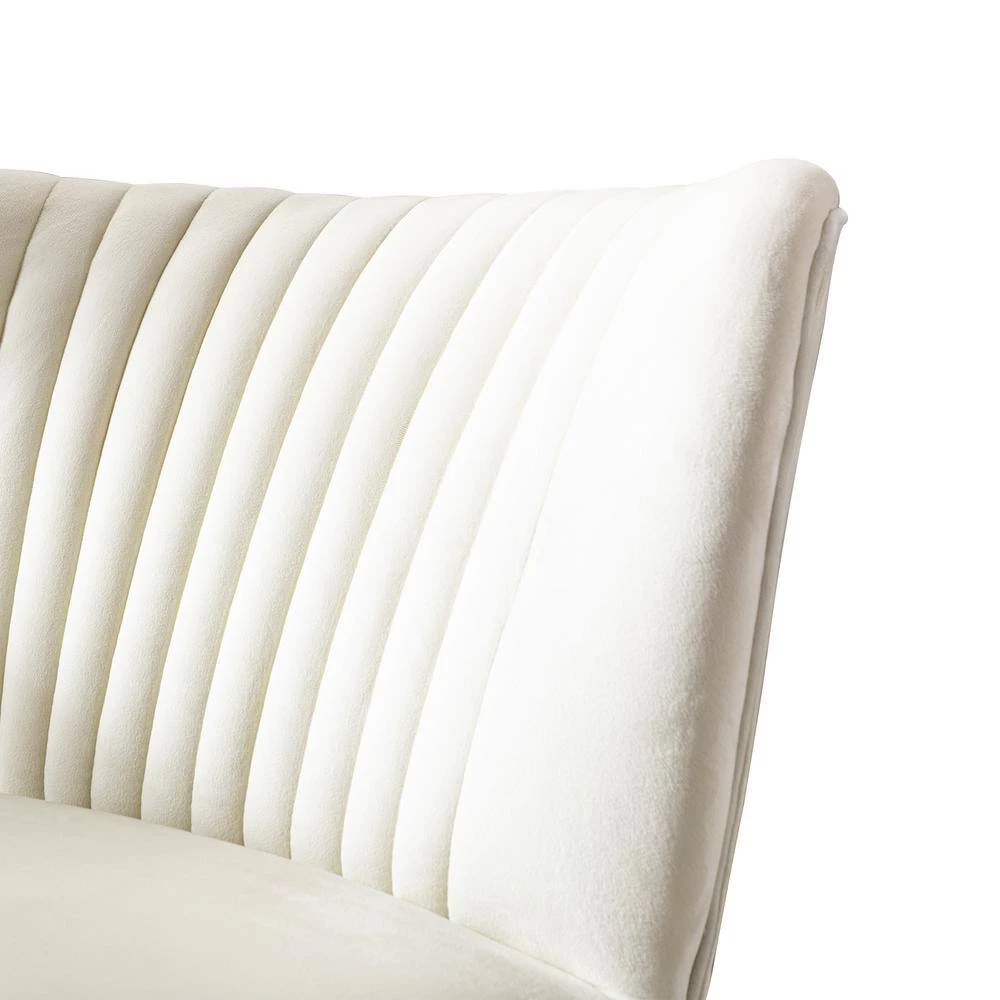 Trinity 25 in. Ivory Velvet Channel Tufted Accent Chair by WESTIN OUTDOOR 5 Trinity 25 in. Ivory Velvet Channel Tufted Accent Chair by WESTIN OUTDOOR - Image 4