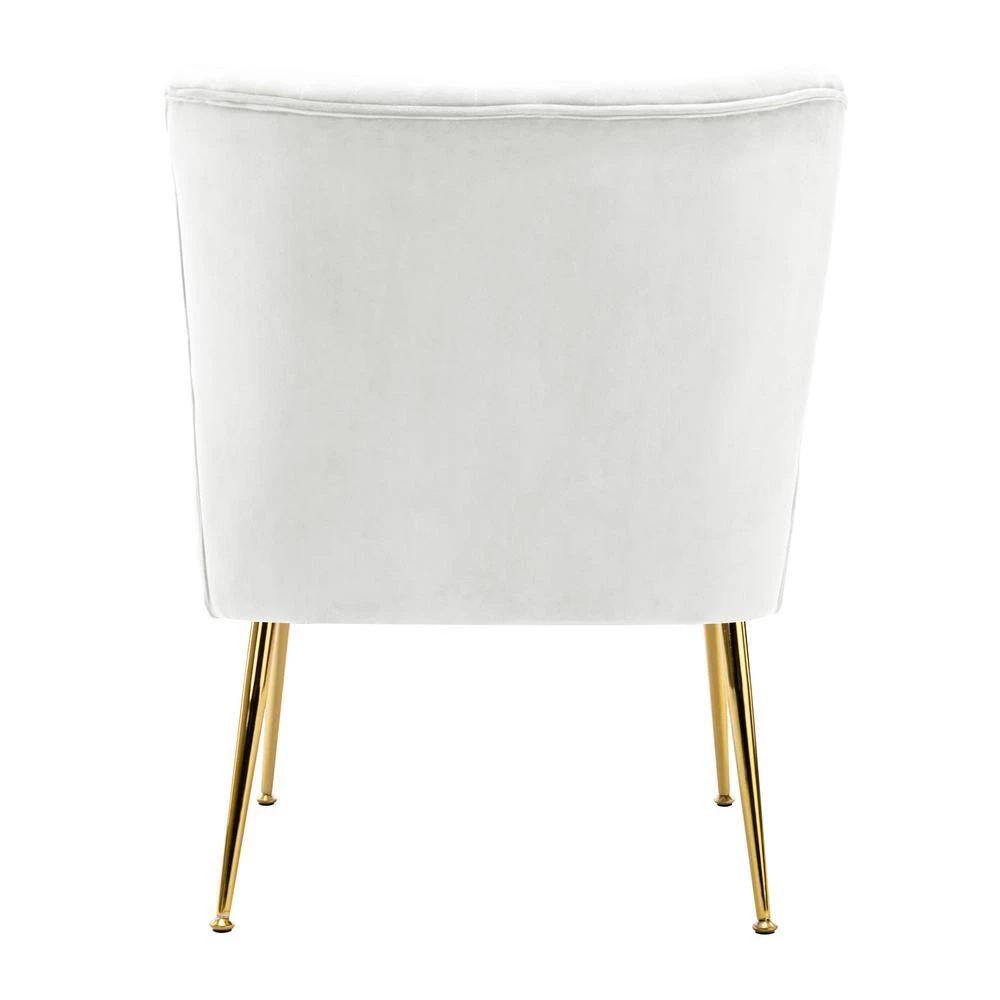 Trinity 25 in. Ivory Velvet Channel Tufted Accent Chair by WESTIN OUTDOOR 9 Trinity 25 in. Ivory Velvet Channel Tufted Accent Chair by WESTIN OUTDOOR - Image 8