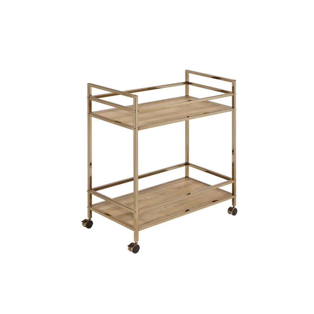 Serving Cart, Natural & Champagne Finish by Whatseaso 3 Serving Cart, Natural & Champagne Finish by Whatseaso