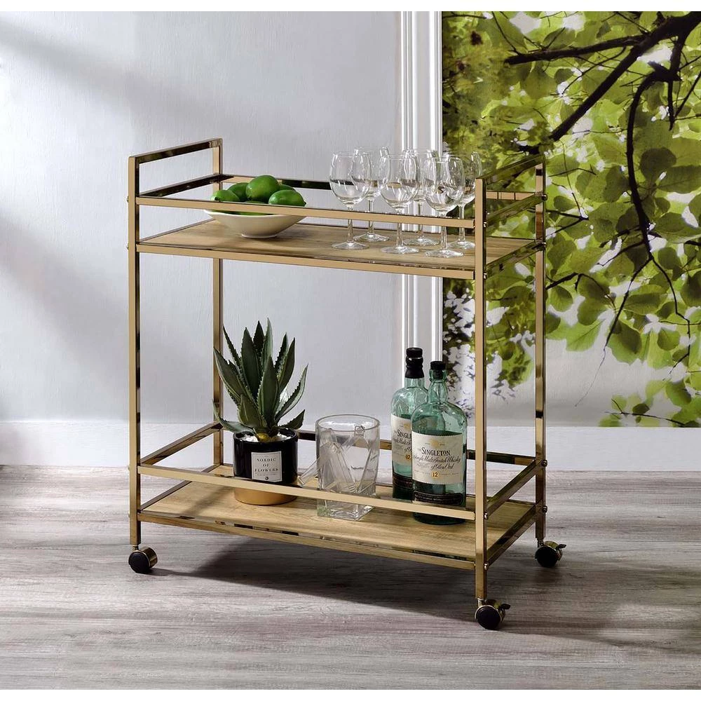 Serving Cart, Natural & Champagne Finish by Whatseaso 4 Serving Cart, Natural & Champagne Finish by Whatseaso - Image 2