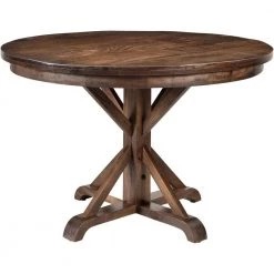 Annecy 5-Piece Natural Mango Wood Dining Set: 45 in. Round Table with Trestle Base and 4-Chairs by Hanover 13 Annecy 5-Piece Natural Mango Wood Dining Set: 45 in. Round Table with Trestle Base and 4-Chairs by Hanover -BENCH Online Store natural hanover dining room sets hdr005 5pc wb 1d 1000