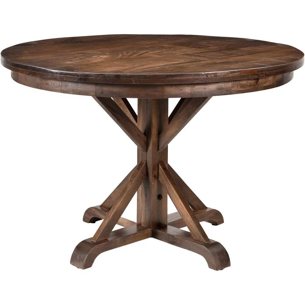 Annecy 5-Piece Natural Mango Wood Dining Set: 45 in. Round Table with Trestle Base and 4-Chairs by Hanover 7 Annecy 5-Piece Natural Mango Wood Dining Set: 45 in. Round Table with Trestle Base and 4-Chairs by Hanover - Image 5