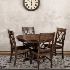 Annecy 5-Piece Natural Mango Wood Dining Set: 45 in. Round Table with Trestle Base and 4-Chairs by Hanover 15 Annecy 5-Piece Natural Mango Wood Dining Set: 45 in. Round Table with Trestle Base and 4-Chairs by Hanover -BENCH Online Store natural hanover dining room sets hdr005 5pc wb 31 1000