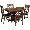 Annecy 5-Piece Natural Mango Wood Dining Set: 45 in. Round Table with Trestle Base and 4-Chairs by Hanover -BENCH Online Store natural hanover dining room sets hdr005 5pc wb 64 1000