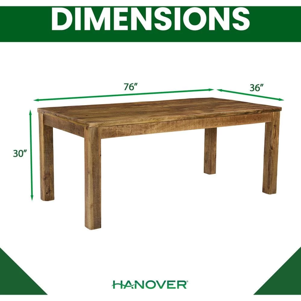 36 in. Rectangle Natural Wood Dining Table (Seats 6-8) by Hanover 4 36 in. Rectangle Natural Wood Dining Table (Seats 6-8) by Hanover - Image 2