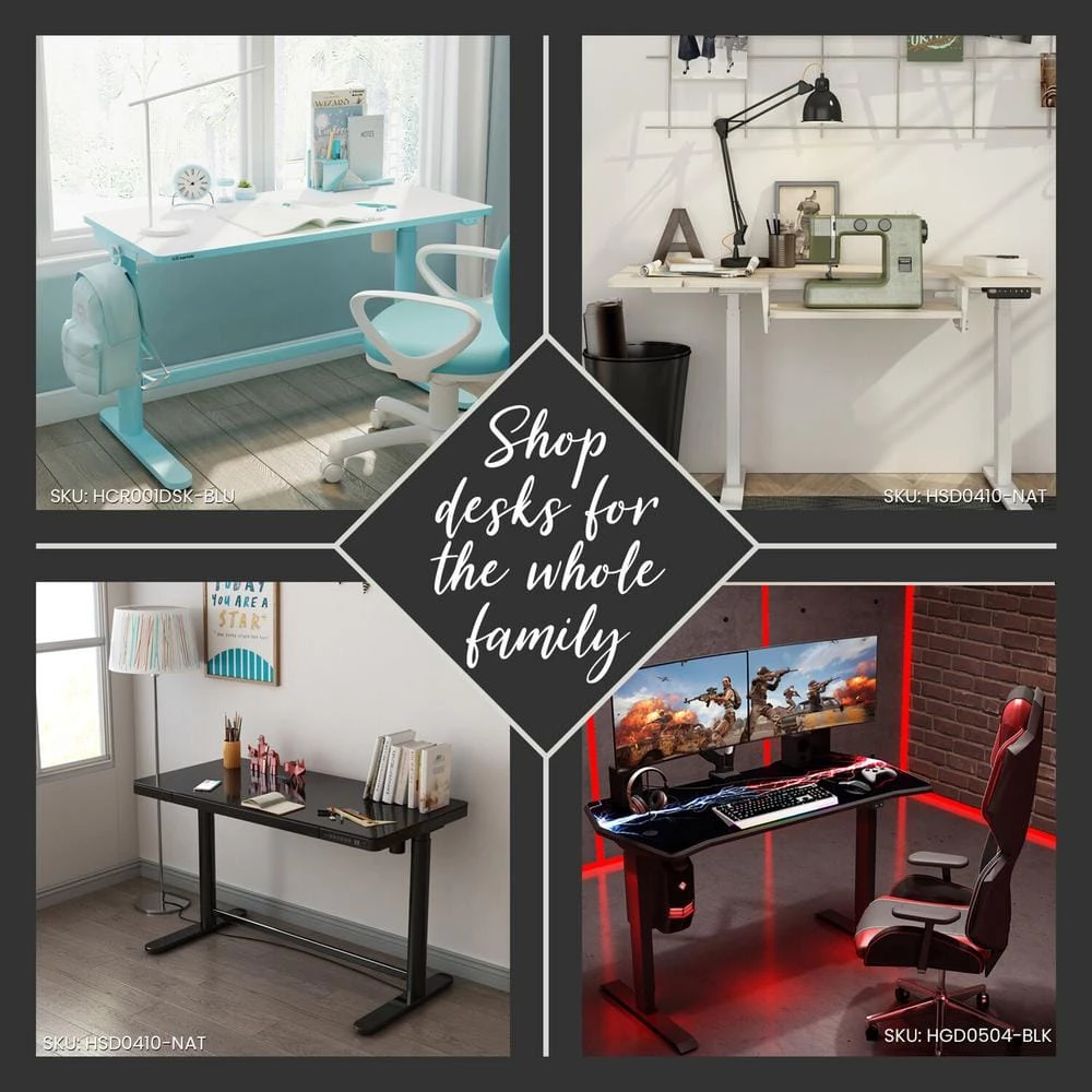 55 in. W Tan and White Wood Standing Desk with Adjustable Height by Hanover 7 55 in. W Tan and White Wood Standing Desk with Adjustable Height by Hanover - Image 5