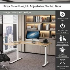 55 in. W Tan and White Wood Standing Desk with Adjustable Height by Hanover 21 55 in. W Tan and White Wood Standing Desk with Adjustable Height by Hanover -BENCH Online Store natural white hanover computer desks hsd0424 nat 31 1000