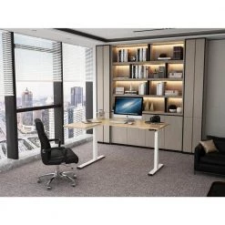 55 in. W Tan and White Wood Standing Desk with Adjustable Height by Hanover 17 55 in. W Tan and White Wood Standing Desk with Adjustable Height by Hanover -BENCH Online Store natural white hanover computer desks hsd0424 nat 66 1000