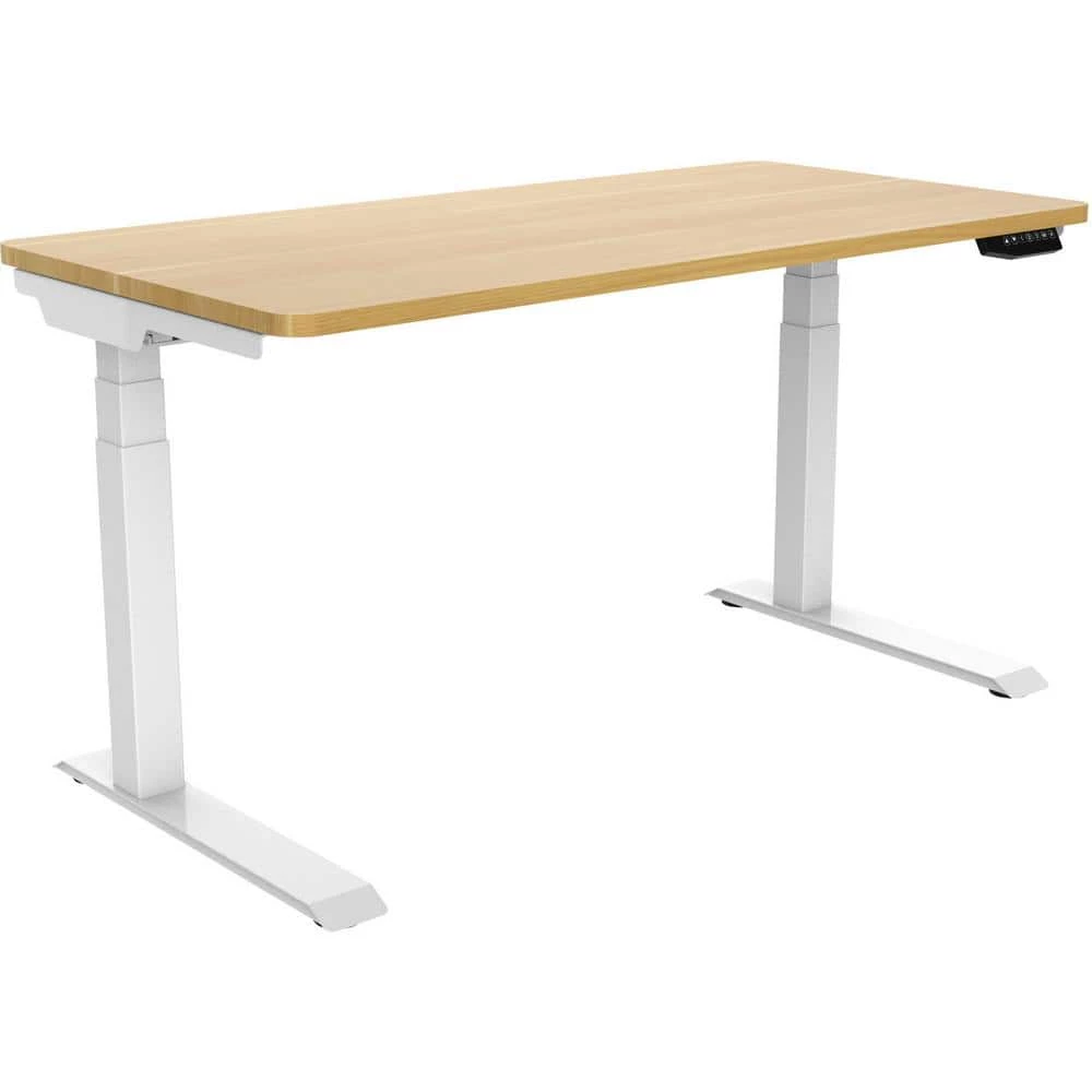 55 in. x 27 in. Tan Metal Standing Electric Desk with Adjustable Heights by Hanover 7 55 in. x 27 in. Tan Metal Standing Electric Desk with Adjustable Heights by Hanover - Image 5