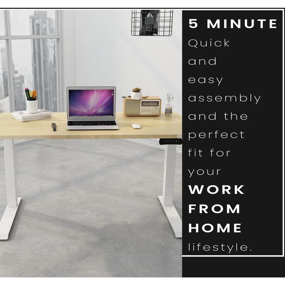 55 in. x 27 in. Tan Metal Standing Electric Desk with Adjustable Heights by Hanover 6 55 in. x 27 in. Tan Metal Standing Electric Desk with Adjustable Heights by Hanover - Image 4