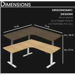73 in. Tan and White Metal Standing Electric Desk with Adjustable Heights and Triple Motor System by Hanover 9 73 in. Tan and White Metal Standing Electric Desk with Adjustable Heights and Triple Motor System by Hanover -BENCH Online Store natural white hanover standing desks hsd0452 nat2 40 1000