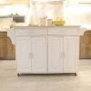 54 in. Large White and Natural Wooden Kitchen Island with 2-Drawers and 2-Doors by Whatseaso