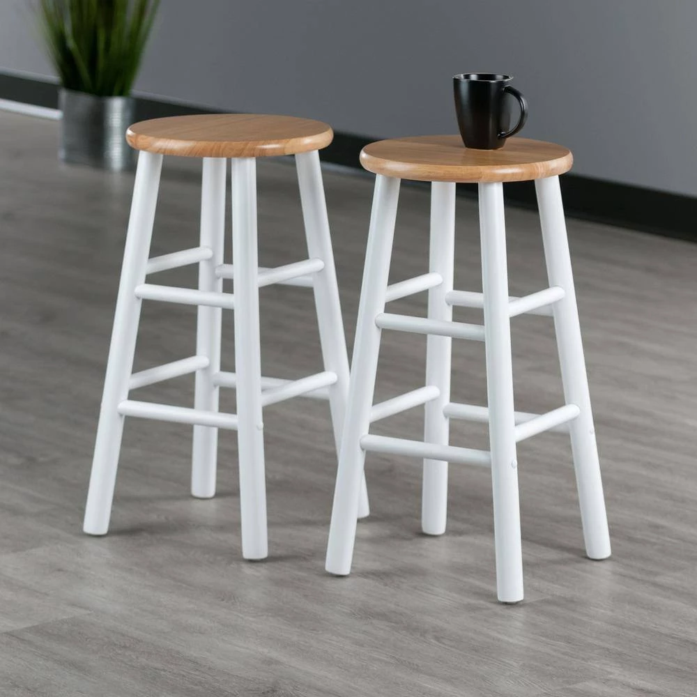 Huxton 24 in. Natural and White Counter Stool Set (2-Pieces) by Winsome Wood 8 Huxton 24 in. Natural and White Counter Stool Set (2-Pieces) by Winsome Wood - Image 6